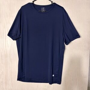 Soybu Performance Tee Mens Large Navy Blue Micro Stripe Activewear